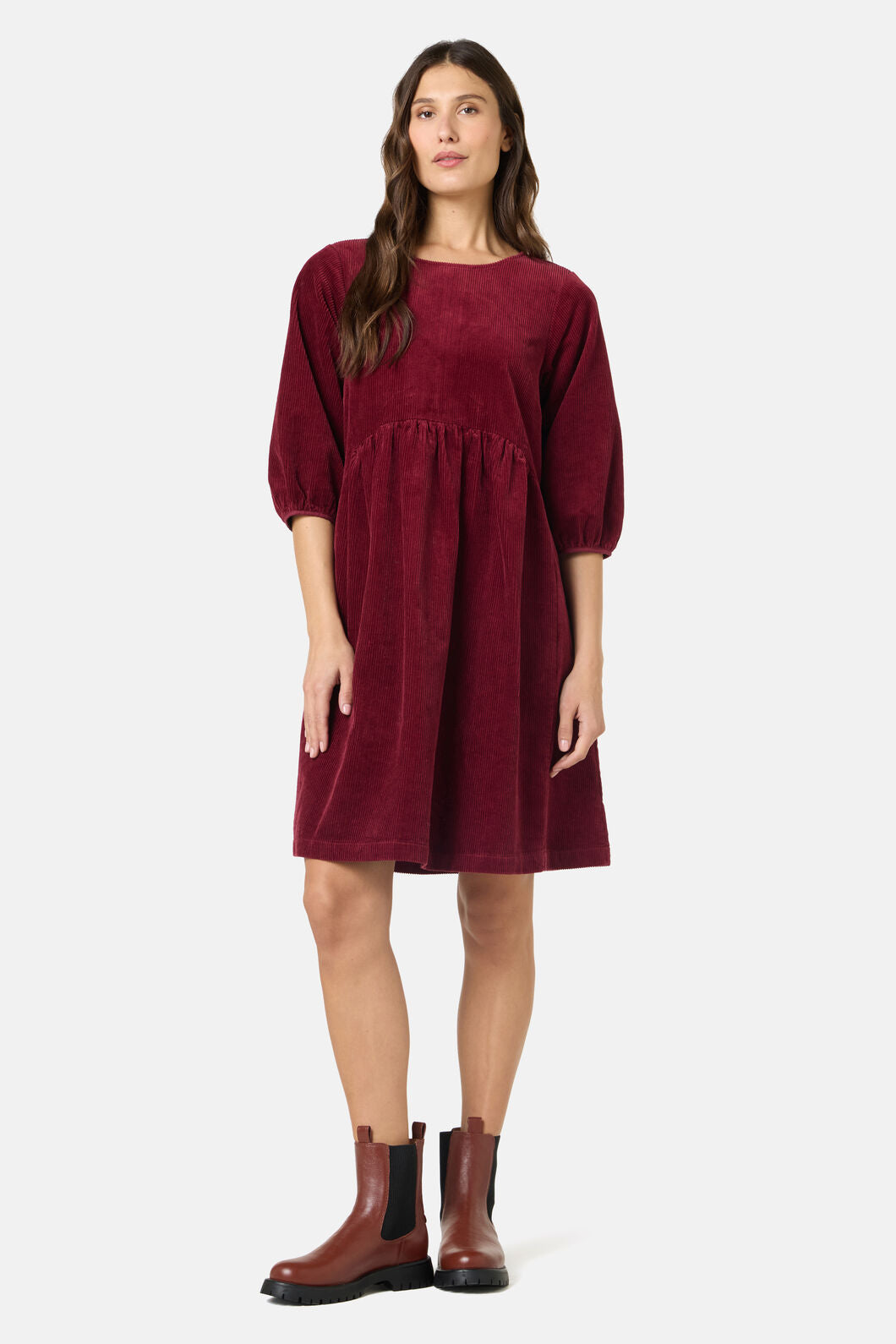 Gorman - Dahlia Cord Smock Dress - plum