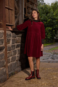 Gorman - Dahlia Cord Smock Dress - plum