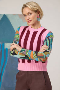 Gorman - Willa Stripe Knit Vest - pink