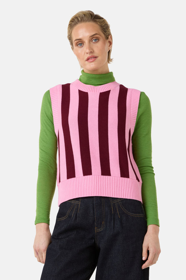Gorman - Willa Stripe Knit Vest - pink