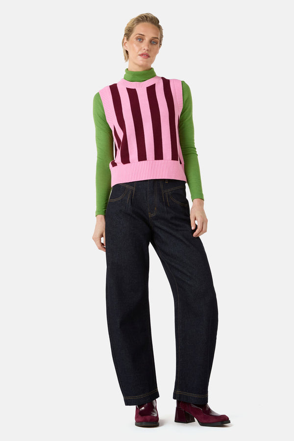 Gorman - Willa Stripe Knit Vest - pink