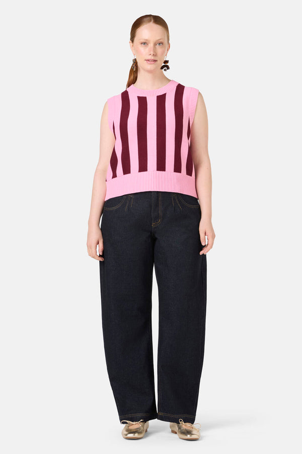 Gorman - Willa Stripe Knit Vest - pink