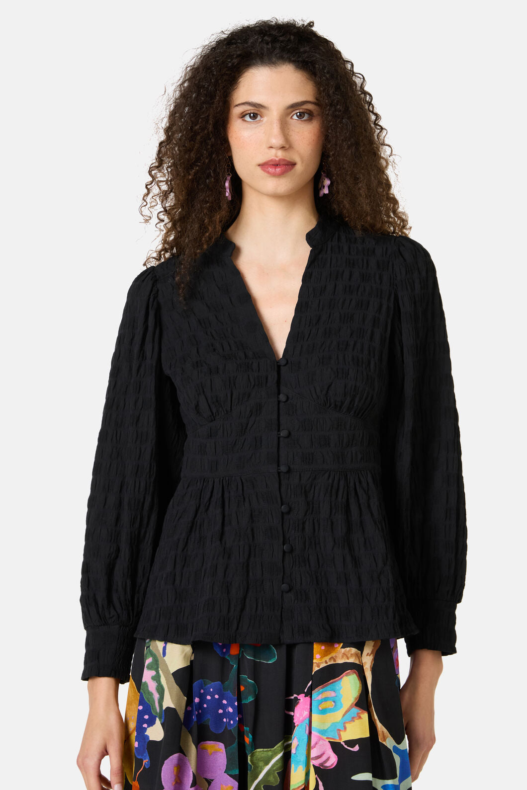 Gorman - Clover Seersucker Blouse - black