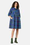 Gorman - Light Up Check Smock Dress - navy