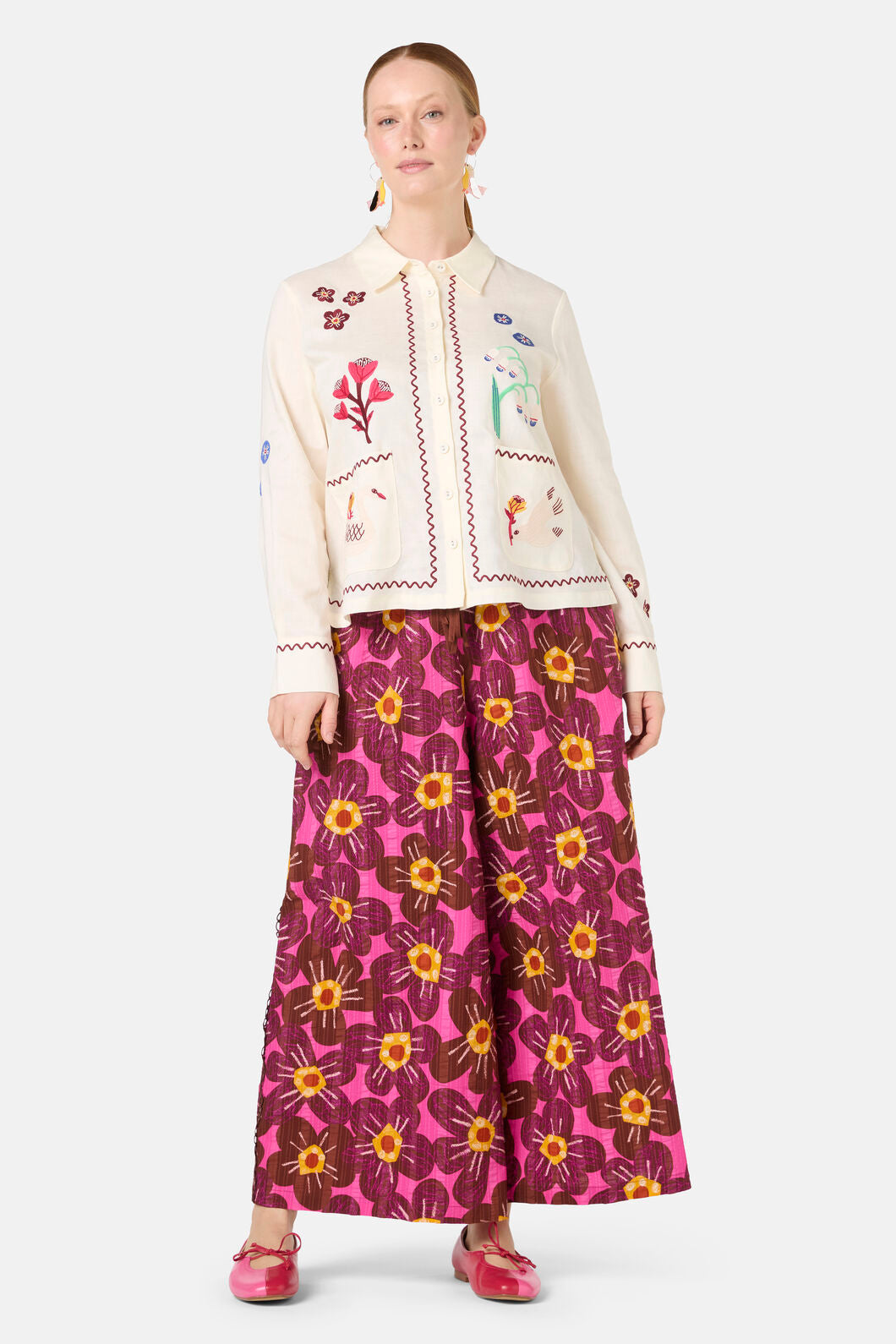 Gorman - Flowerful Seersucker Pant - print