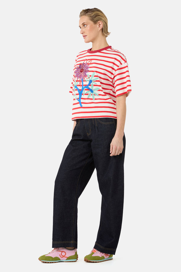 Gorman - Passion Flower Stripe Relaxed Tee - print