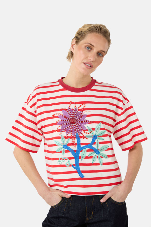 Gorman - Passion Flower Stripe Relaxed Tee - print