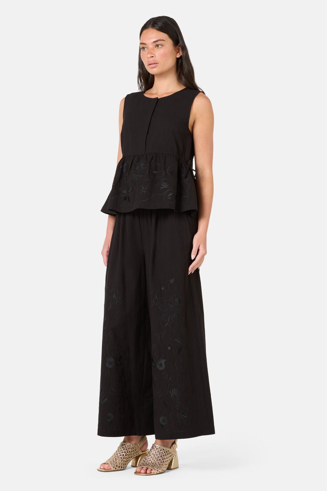 Gorman - Annie Anglaise Cotton Tank - black