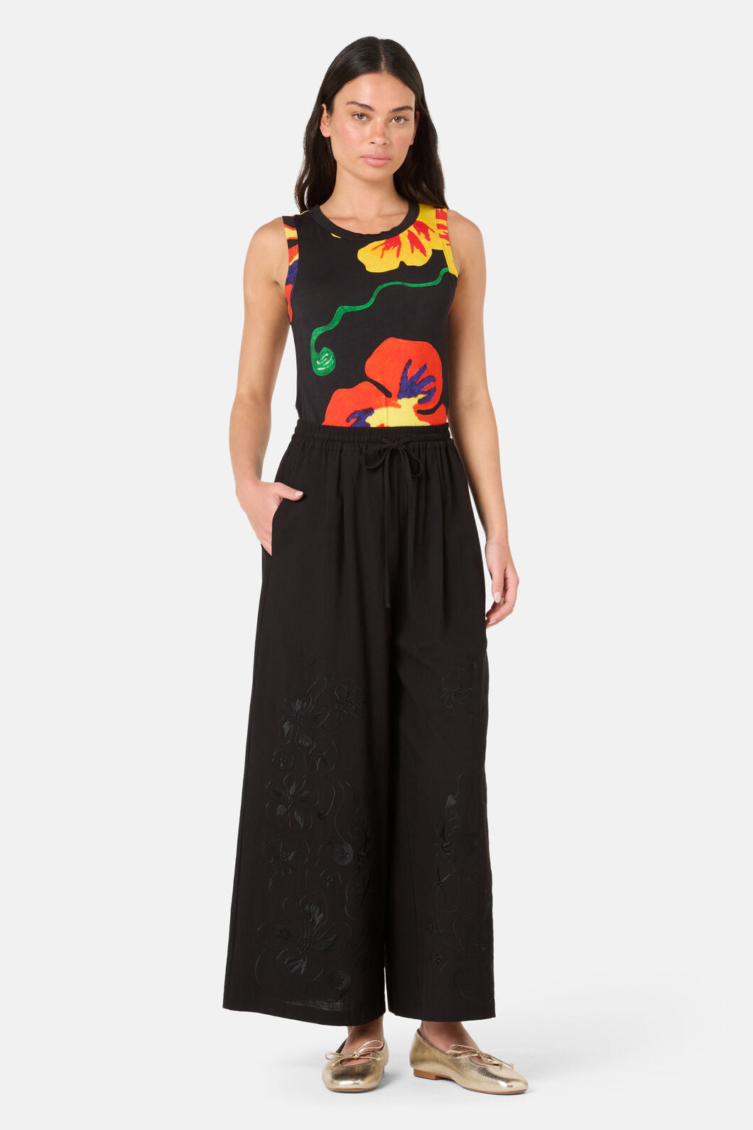 Gorman - Annie Anglaise Cotton Culotte - black