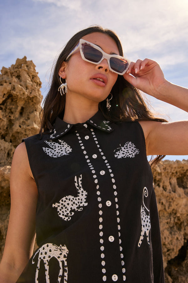 Gorman - Right Meow Embroidered Shirt - black