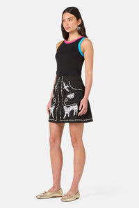 Gorman - Right Meow Embroidered Mini Skirt - black