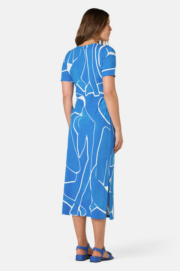 Gorman - Blue Nude Tie Jersey Dress - print