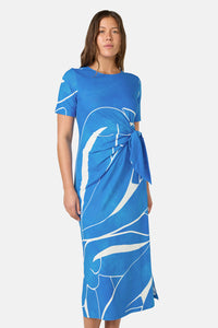 Gorman - Blue Nude Tie Jersey Dress - print