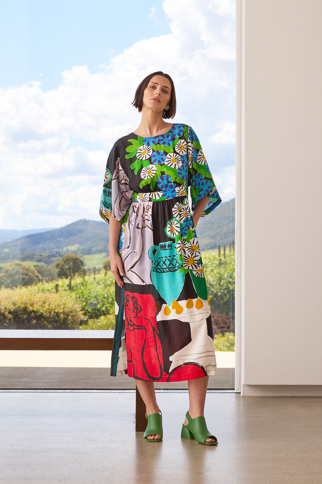 Daisies Scarf Midi Dress