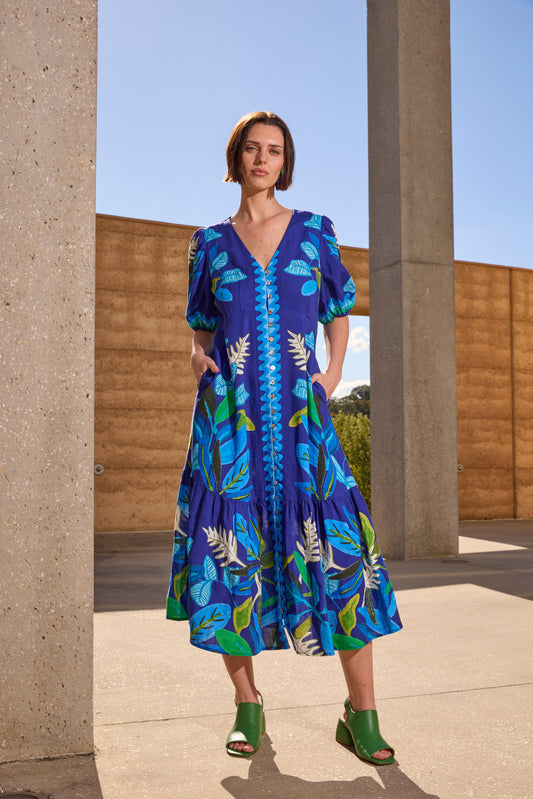 Gorman - Botanical Blueprint Midi Dress - print