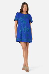 Gorman - Paper Poetry Embroidered Shift - blue