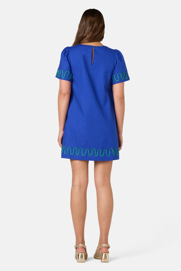 Gorman - Paper Poetry Embroidered Shift - blue
