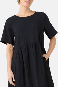Gorman - Calliope Seersucker Tulip Dress - black