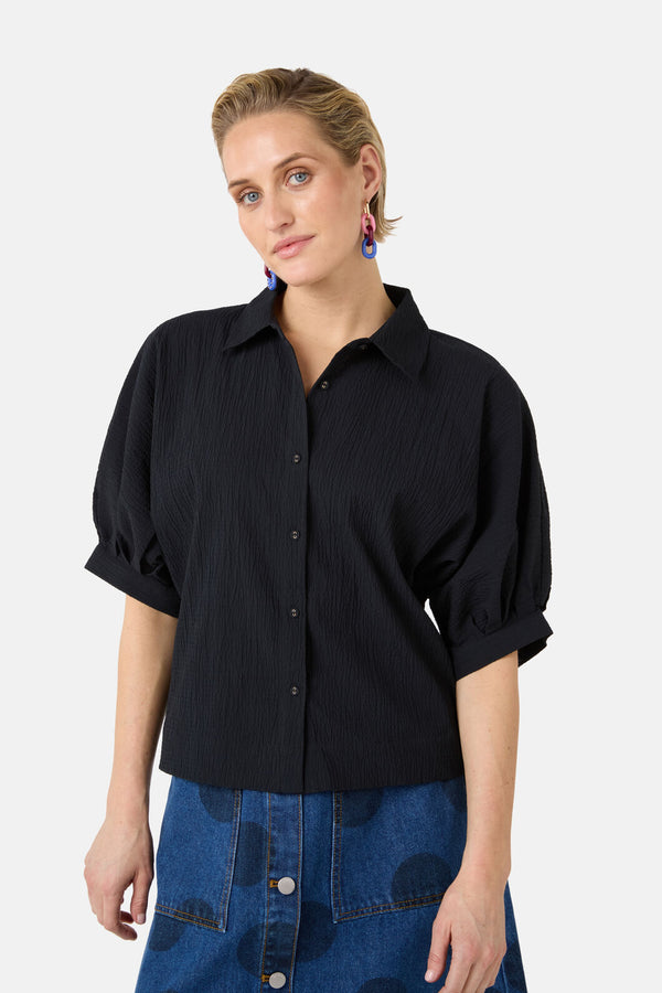Gorman - Calliope Seersucker Balloon Shirt - black