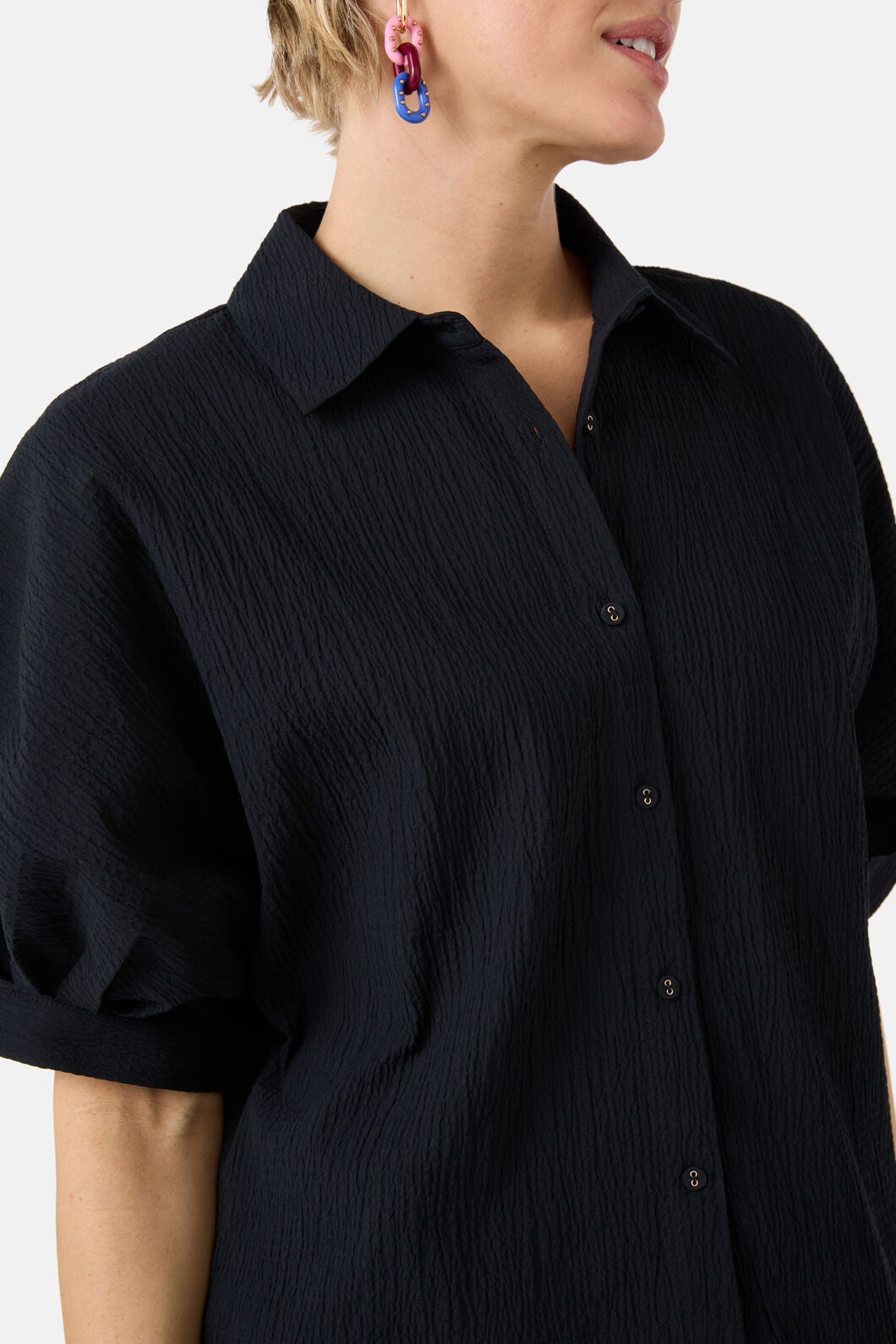Gorman - Calliope Seersucker Balloon Shirt - black