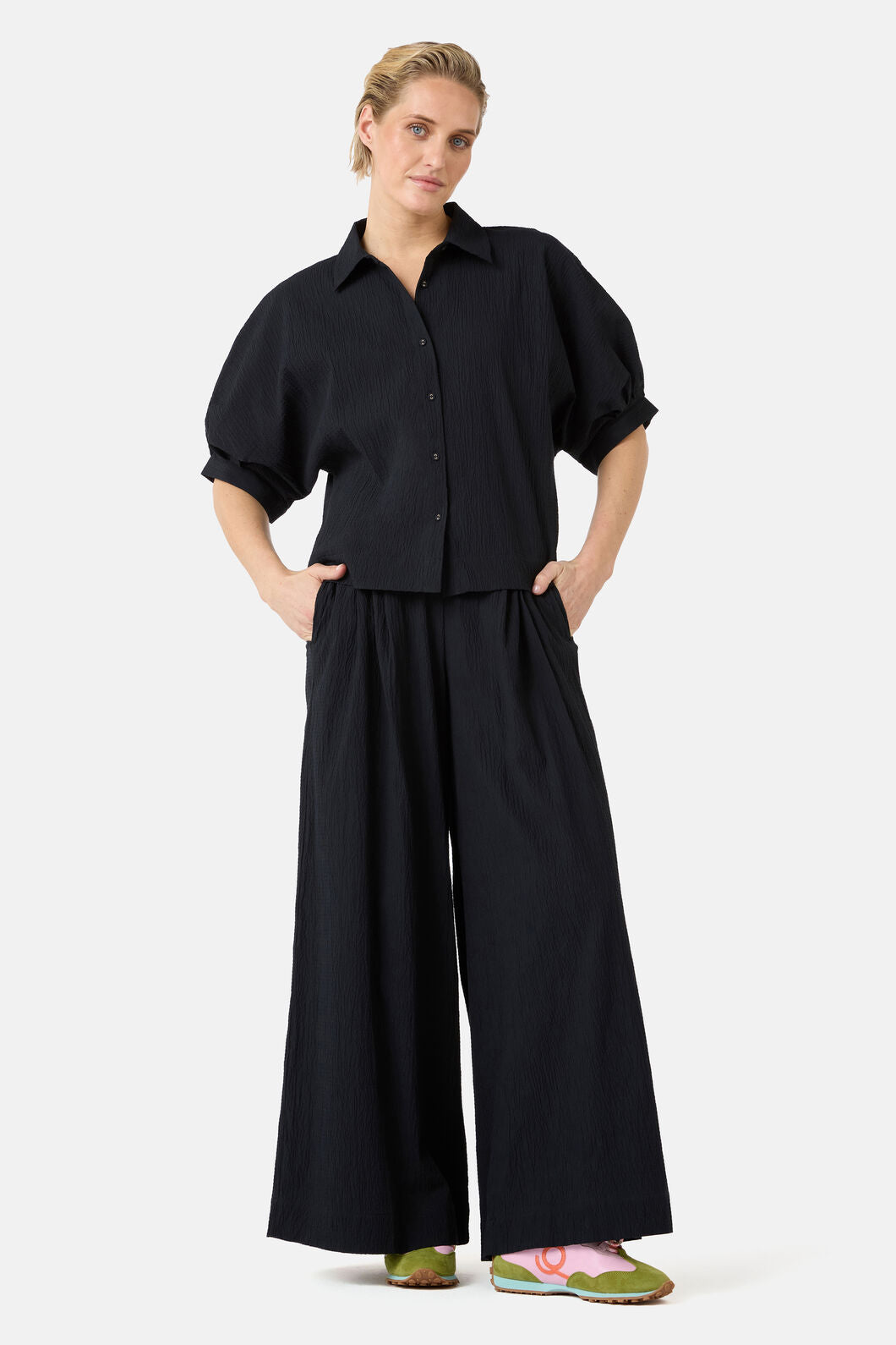 Gorman - Calliope Seersucker Balloon Shirt - black