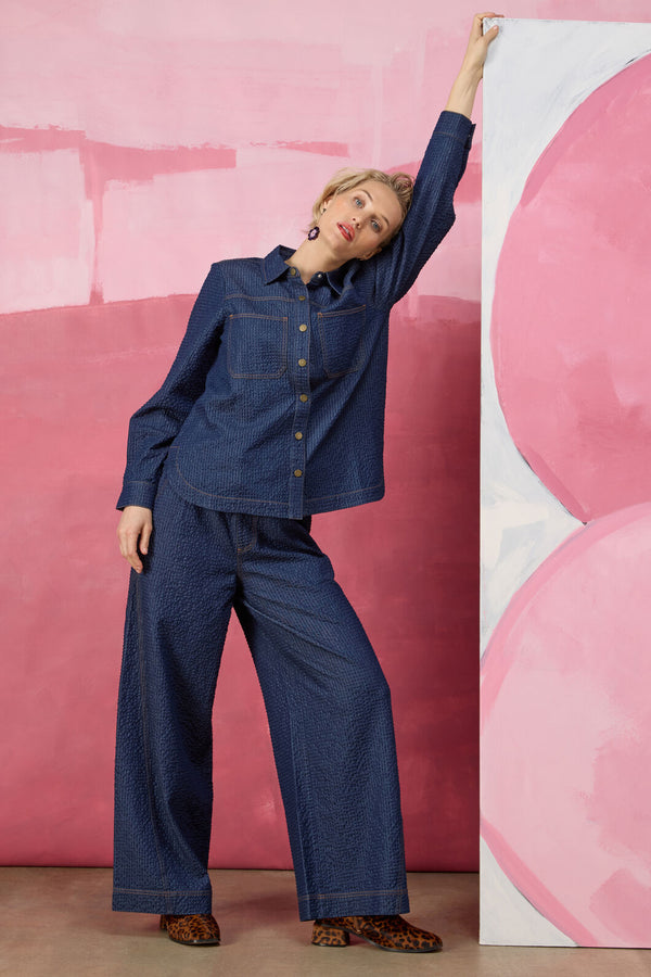 Gorman - Imogen Seersucker Denim Culotte - indigo