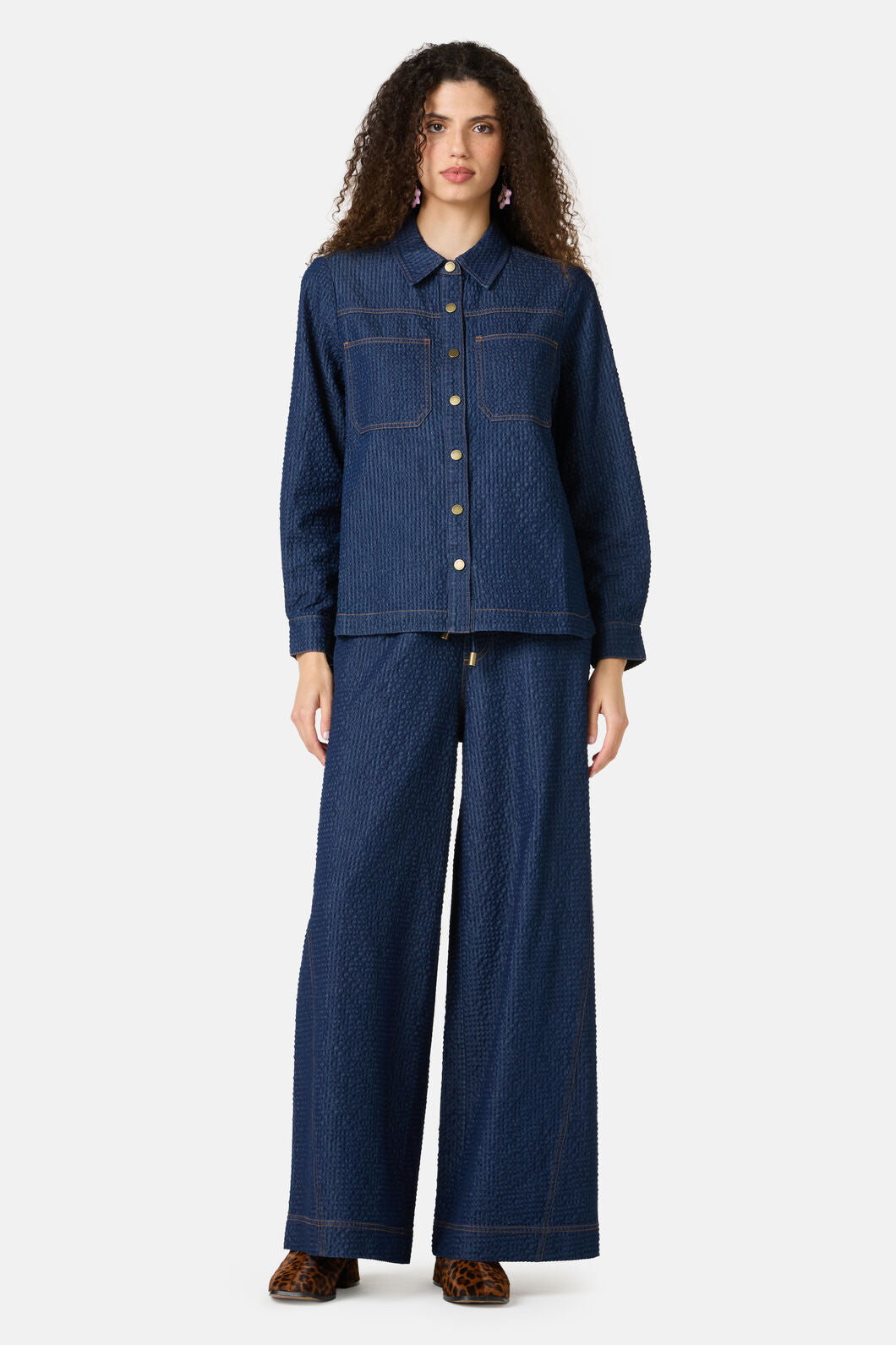 Gorman - Imogen Seersucker Denim Culotte - indigo