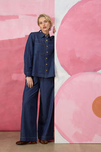 Gorman - Imogen Seersucker Denim Culotte - indigo