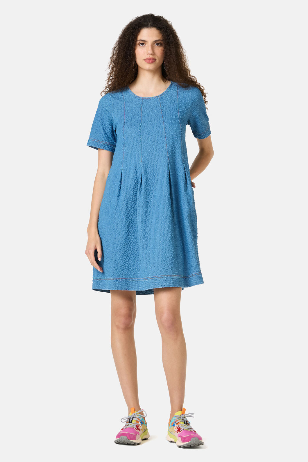 Gorman - Daphne Seersucker Denim Dress - mid-blue