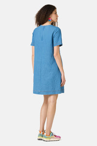 Gorman - Daphne Seersucker Denim Dress - mid-blue