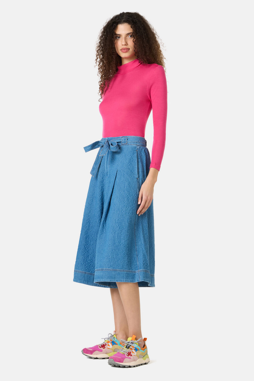 Gorman - Daphne Seersucker Denim Skort - mid-blue