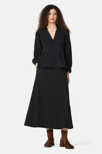 Gorman - Clover Seersucker Midi Skirt - black