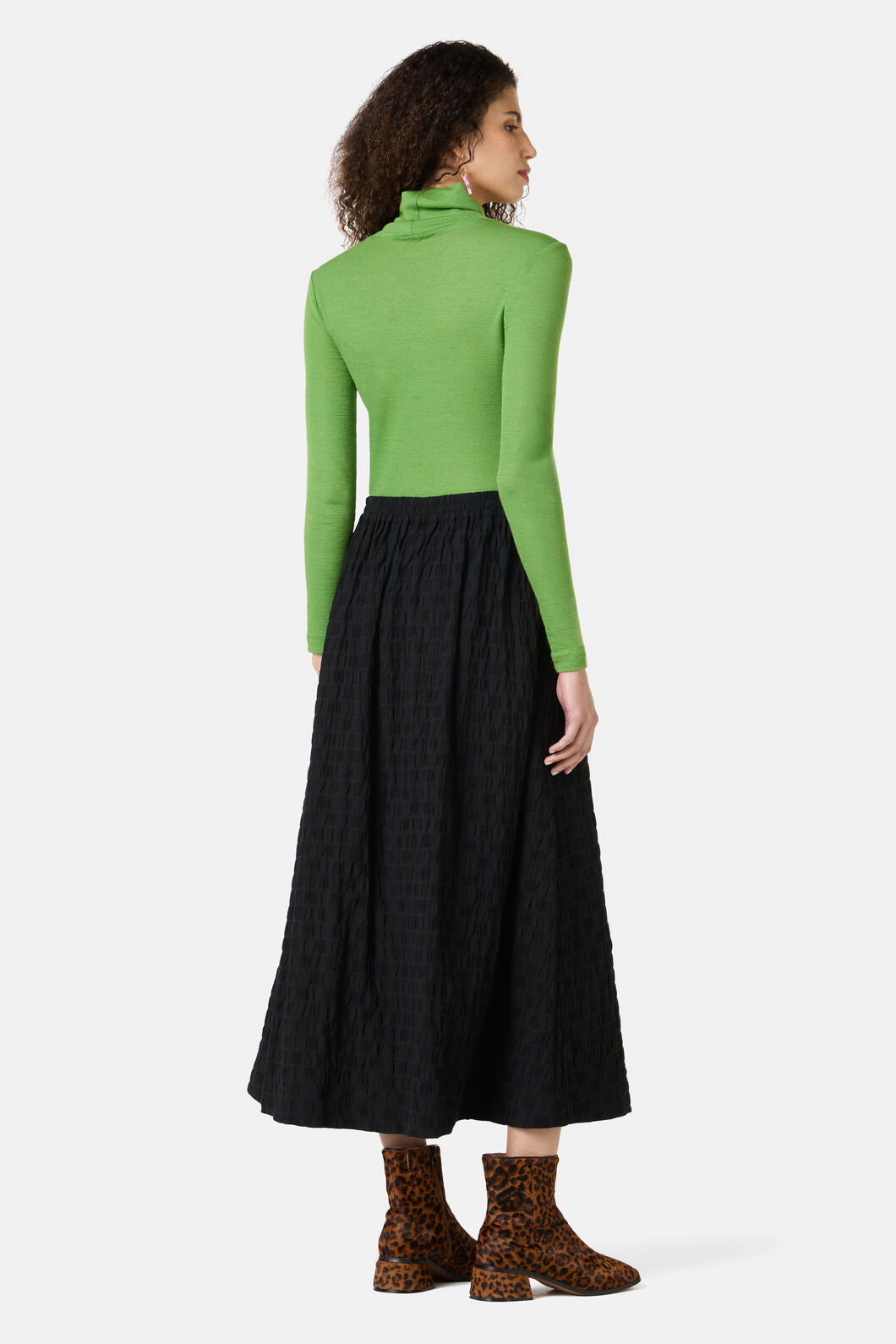 Gorman - Clover Seersucker Midi Skirt - black