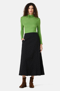 Gorman - Clover Seersucker Midi Skirt - black