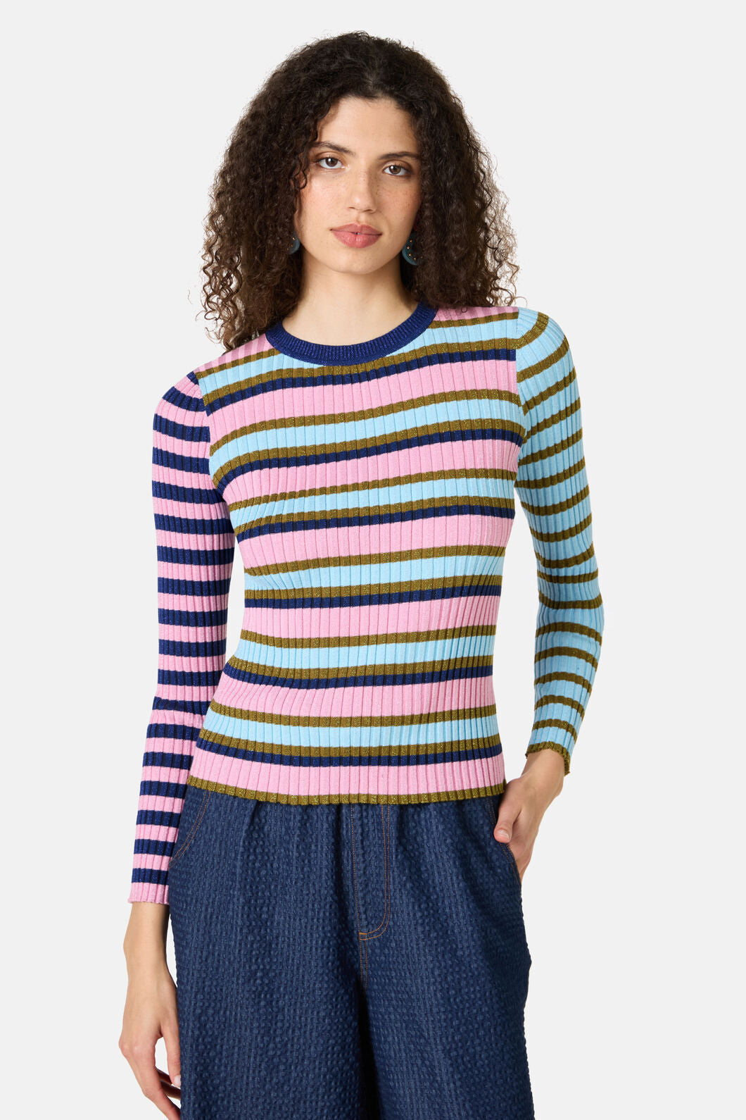 Gorman - Stripe Lurex Knit Top - stripe