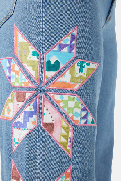 Gorman - Stained Glass Patchwork Jean - light-blue