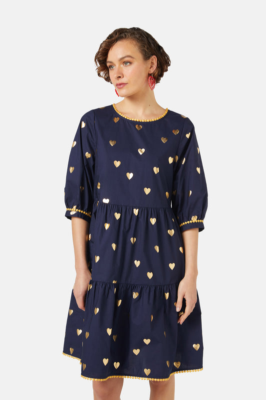 Gorman - Gold Romance Smock Dress - navy