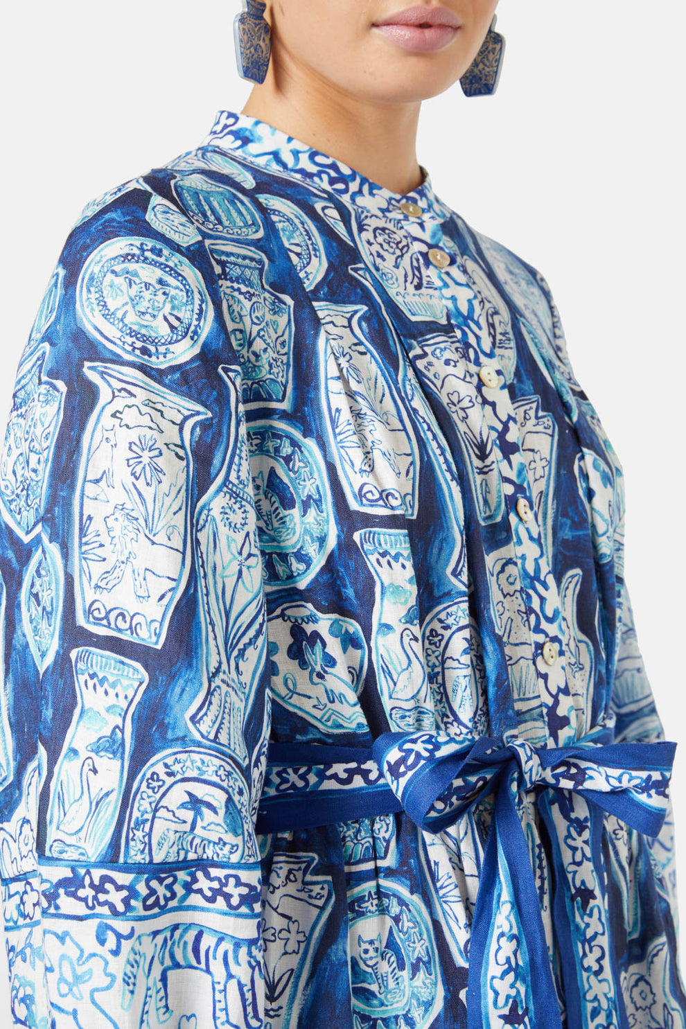 DRAWSTRING DRESS PORCELAIN PARADISE