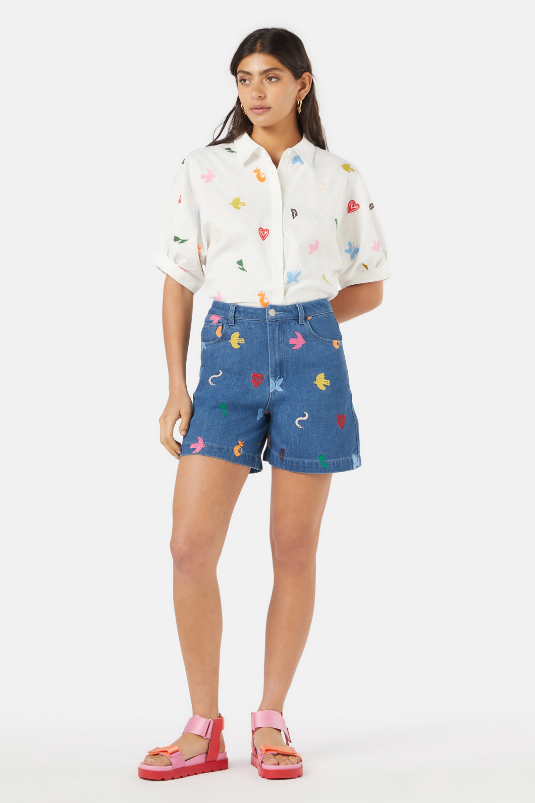 Gorman - Birds And Flowers Emb Short - blue