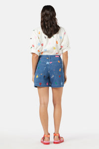 Gorman - Birds And Flowers Emb Short - blue