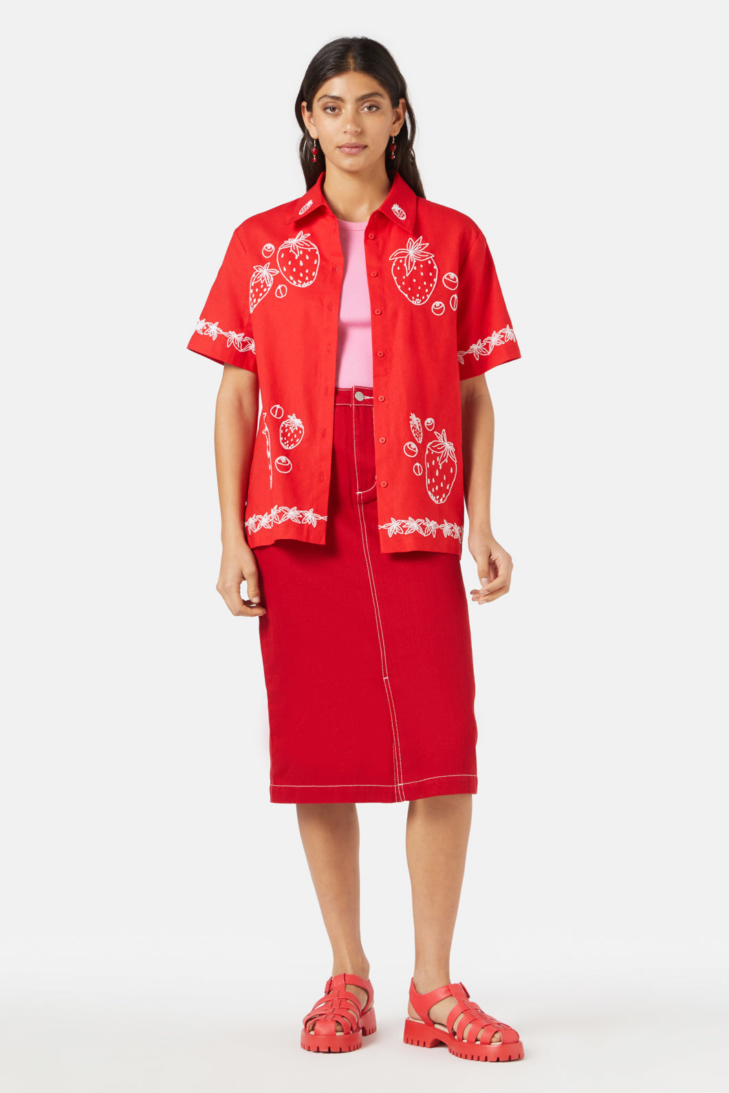 Gorman - Strawberry Patch Embroidered Shirt - red