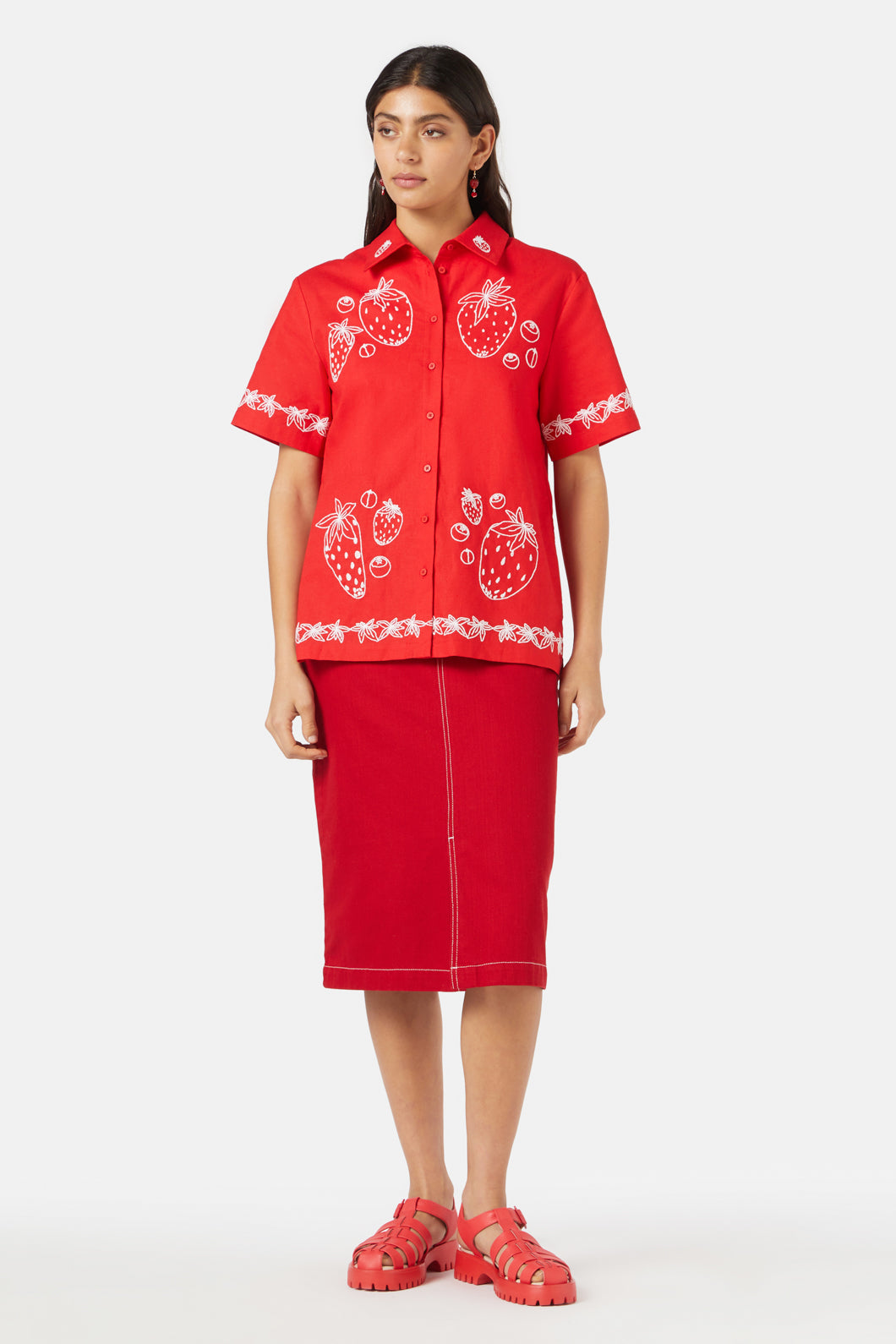 Gorman - Strawberry Patch Embroidered Shirt - red