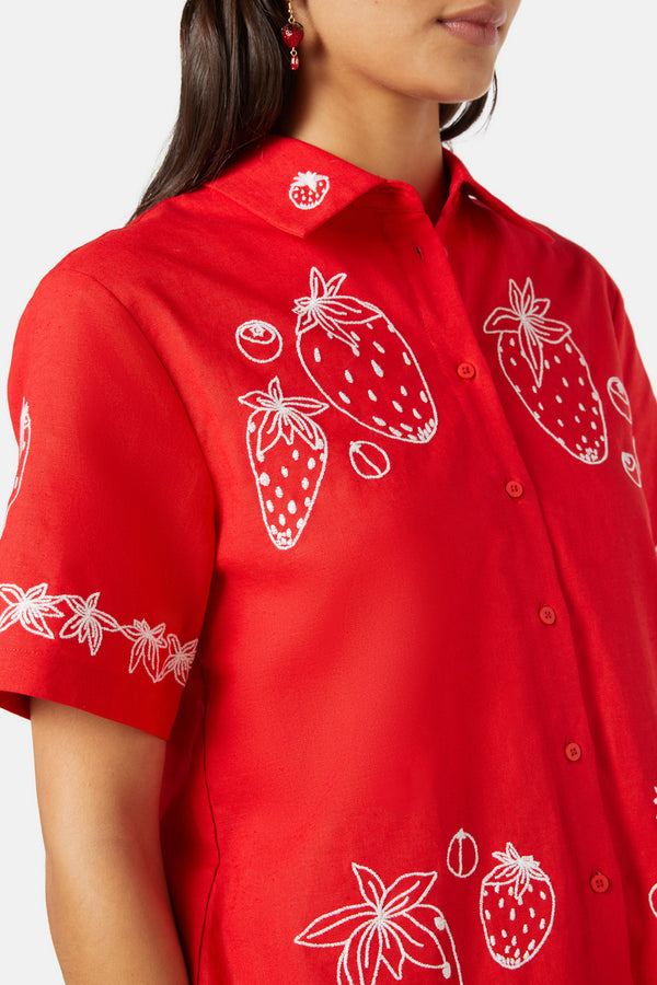 Gorman - Strawberry Patch Emb Shirt - red