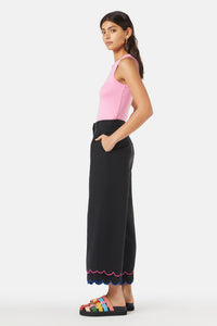 Gorman - Neon Scallop Emb Pant - black