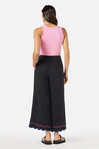 Gorman - Neon Scallop Emb Pant - black