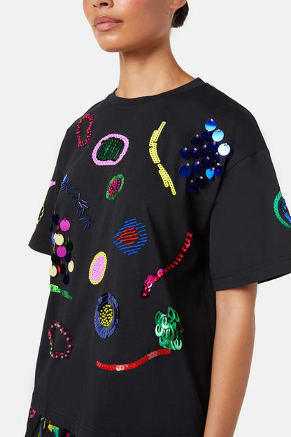 Gorman - Neon Scribble Sequin Tee - black