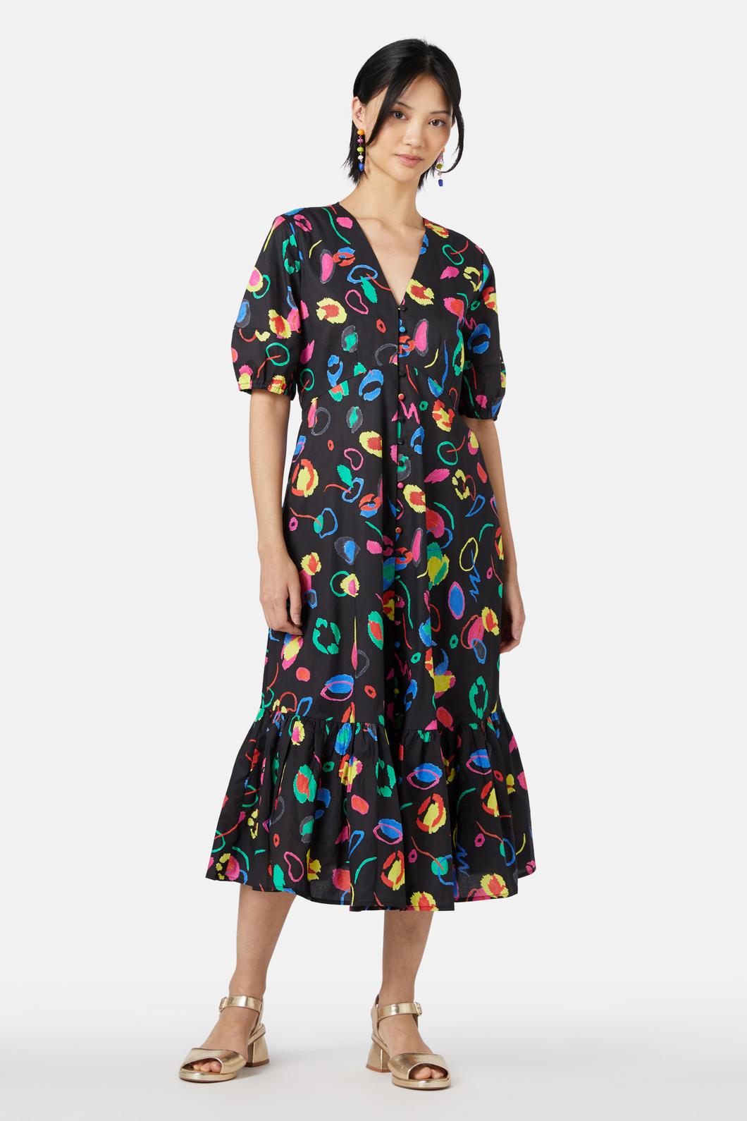 Gorman - Neon Scribble Tiered Dress - print