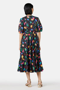 Gorman - Neon Scribble Tiered Dress - print