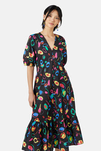 Gorman - Neon Scribble Tiered Dress - print