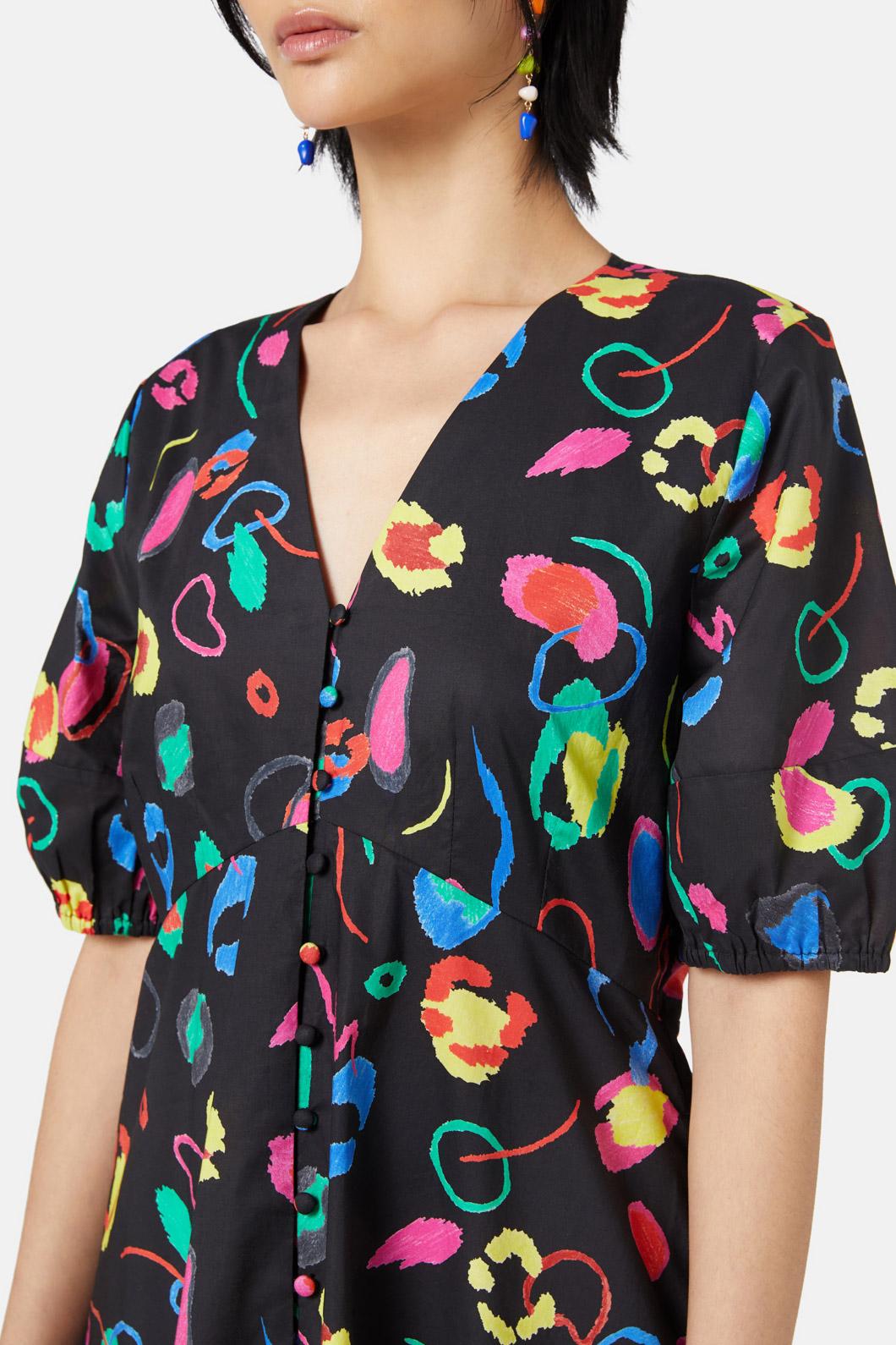 Gorman - Neon Scribble Tiered Dress - print